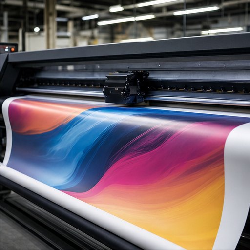 Large-format printer producing a colourful display graphic
